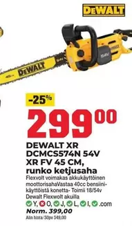 Dewalt - XR DCMCS574N 54V XR FV 45 CM, runko ketjusaha