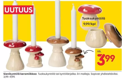 Sienikynttilä keramiikkaa