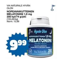 HYVÄN OLON NOPEAVAIKUTTEINEN MELATONIINI 1,9 mg 200 kpl/74 g/pkt