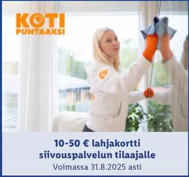 Lahjakortti Siivouspalvelun Tilaajalle