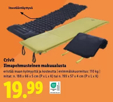 Ilmapehmusteinen makuualusta