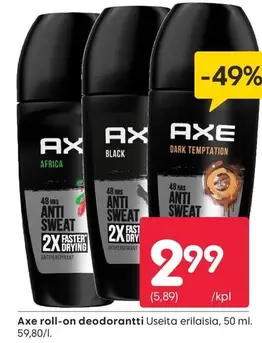 roll-on deodorantti Useita erilaisia, 50 ml.