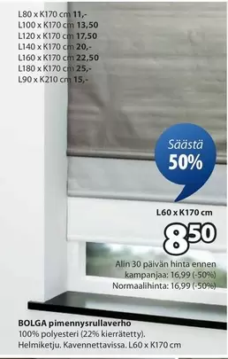 BOLGA pimennysrullaverho