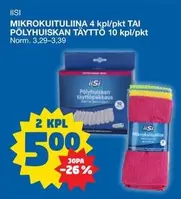 MIKROKUITULIINA 4 kpl/pkt TAI PÖLYHUISKAN TÄYTTÖ 10 kpl/pkt