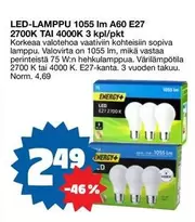 LED-LAMPPU 1055 Im A60 E27 2700Κ ΤΑΙ 4000K