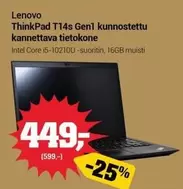 Intel - ThinkPad T14s Gen1 kunnostettu kannettava tietokone