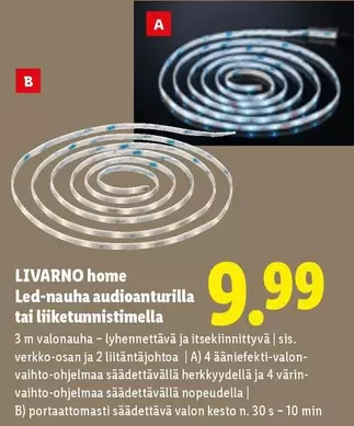 Led-nauha audioanturilla tai liiketunnistimella
