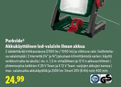 Akkukäyttöinen led-valaisin ilman akkua