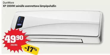 XP 2000W seinälle asennettava lämpöpuhallin
