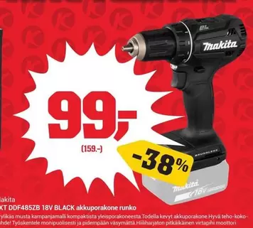Makita - DDF485ZB 18V BLACK akkuporakone runko