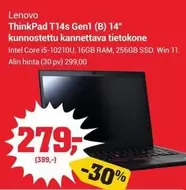 Intel - ThinkPad T14s Gen1 (B) 14" kunnostettu kannettava tietokone