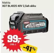 Makita - XGT BL4025 40V 2,5ah akku
