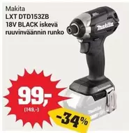 Makita - LXT DTD153ZB 18V BLACK iskevä ruuvinväännin runko
