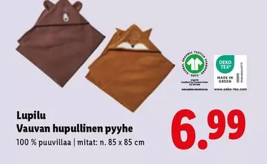 Vauvan hupullinen pyyhe