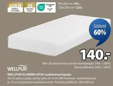 GLOMMA GF30 vaahtomuovipatja