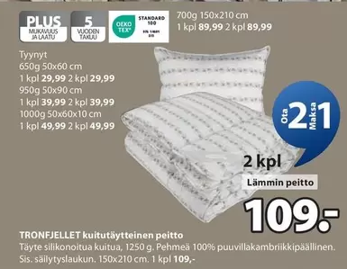 TRONFJELLET kuitutäytteinen peitto