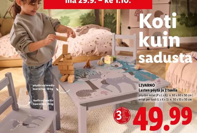 Lasten pöytä ja 2 tuolia