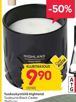 Tuoksukynttilä Highland Tuoksuna Black Cedar