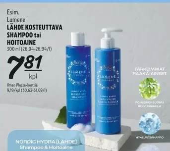 Nordic - LÄHDE KOSTEUTTAVA SHAMPOO tai HOITOAINE