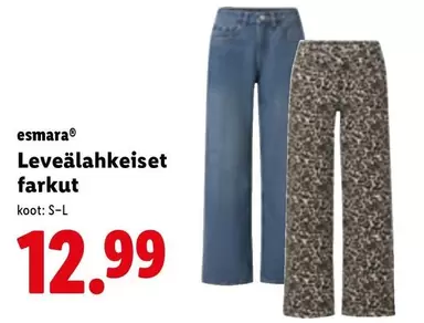 Leveälahkeiset farkut