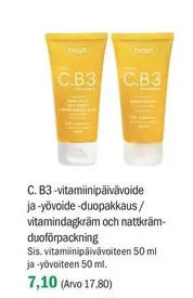C. B3-vitamiinipäivävoide ja -yövoide-duopakkaus/ vitamindagkräm och nattkräm- duoförpackning