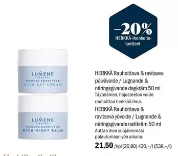Nordic - HERKKÄ Rauhoittava & ravitseva päivävoide/Lugnande & näringsgivande dagkräm 50 ml, HERKKÄ Rauhoittava & ravitseva yövoide / Lugnande & näringsgivande nattkräm 50 ml