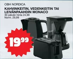 Obh Nordica - KAHVINKEITIN, VEDENKEITIN TAI LEIVÄNPAAHDIN MONACO
