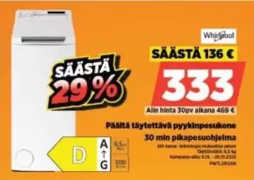 Päältä täytettävä pyykinpesukone