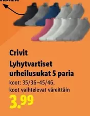 Lyhytvartiset urheilusukat 5 paria