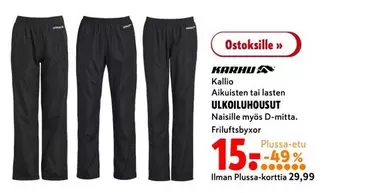 Kallio Aikuisten tai lasten ULKOILUHOUSUT