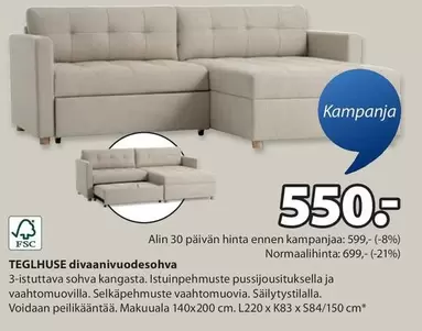 TEGLHUSE divaanivuodesohva