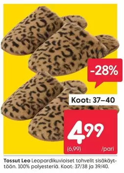 Tossut Leo Leopardikuvioiset tohvelit