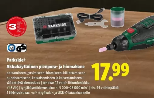 Akkukäyttöinen pienpora- ja hiomakone