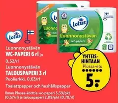 WC-PAPERI, TALOUSPAPERI
