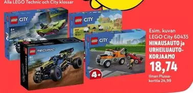 LEGO City 60435 HINAUSAUTO ja URHEILUAUTO-KORJAAMO
