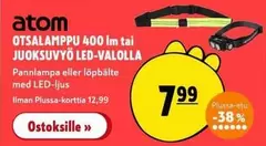 OTSALAMPPU 400 lm tai JUOKSUVYÖ LED-VALOLLA