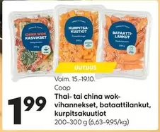Thai- tai china wok- vihannekset, bataattilankut, kurpitsakuutiot
