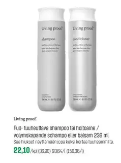 Full- tuuheuttava shampoo tai hoitoaine / volymskapande schampo eller balsam