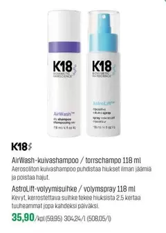 AirWash-kuivashampoo/torrschampo 118 ml, AstroLift-volyymisuihke/volymspray 118 ml