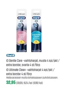 Oral B - Gentle Care -vaihtoharjat, Ultimate Clean -vaihtoharjat