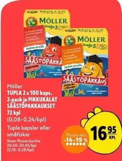 TUPLA 2 x 100 kaps. 2-pack ja PIKKUKALAT SÄÄSTÖPAKKAUKSET
