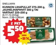 KUNNON LIHAPULLAT, JAUHELIHAPIHVIT TAI VARTAAT