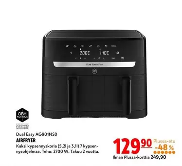 Obh Nordica - Dual Easy AG901N50 AIRFRYER