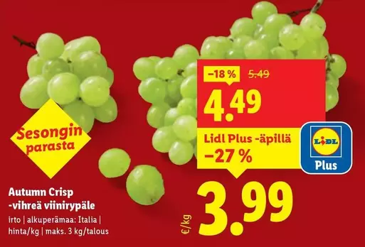 Autumn Crisp -vihreä viinirypäle