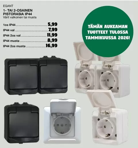 1- TAI 2-OSAINEN PISTORASIA IP44