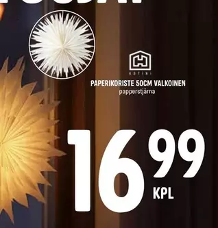 PAPERIKORISTE 50CM VALKOINEN