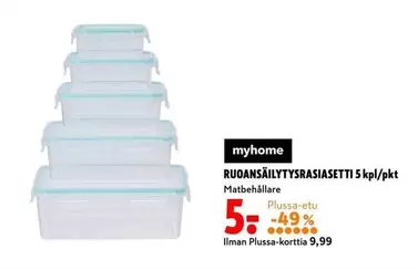 RUOANSÄILYTYSRASIASETTI 5 kpl/pkt