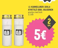 KANNELLINEN JUHLA-KYNTTILÄ 108H, VALKOINEN