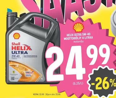 HELIX ULTRA 5W-40 MOOTTORIÖLJY 4 LITRAA