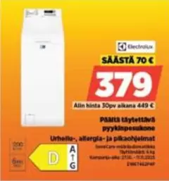 Päältä täytettävä pyykinpesukone